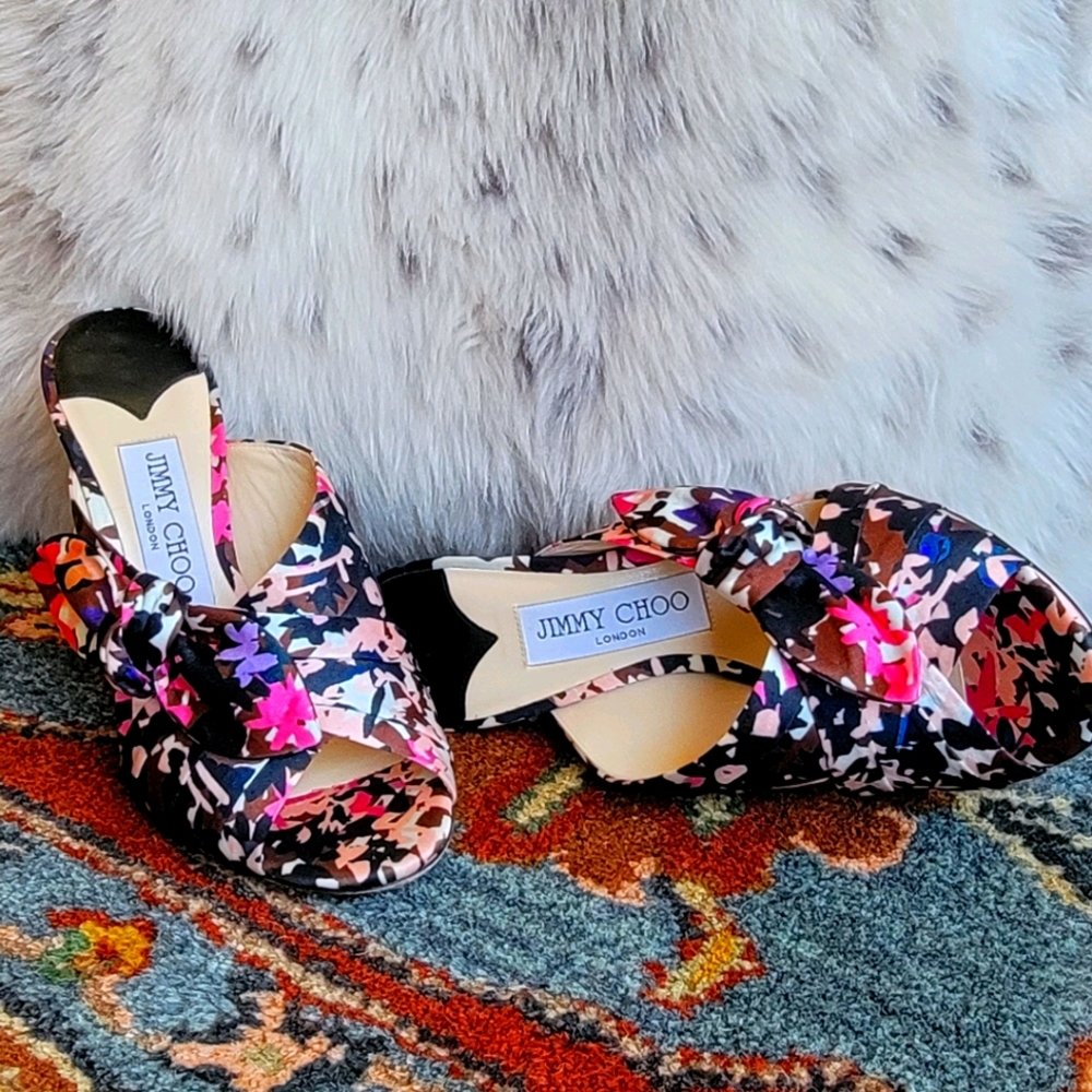 Jimmy Choo Keely 100mm Floral Heels Dahlia Brown
